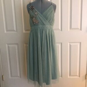 New Little Mistress Seafoam Green Maternity Dress Floral Embroidery 12